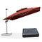 PURPLE LEAF Large Square Patio Cantilever Umbrella With Base for Garden Pool Porch