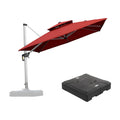 PURPLE LEAF red square double-top cantilever patio umbrella with base