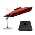 PURPLE LEAF Large Square Patio Cantilever Umbrella With Base for Garden Pool Porch