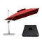 PURPLE LEAF Large Square Patio Cantilever Umbrella With Base for Garden Pool Porch
