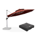 PURPLE LEAF Large Round Patio Cantilever Umbrella With Base for Deck, Pool, Backyard