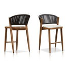 PURPLE LEAF Counter Height Bar Stool Set of 2 Outdoor Stool Chair with Footrest Patio Bar Height Stools Rattan Barstools for Outdoor or Indoor