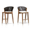 PURPLE LEAF Counter Height Bar Stool Set of 2 Outdoor Stool Chair with Footrest Patio Bar Height Stools Rattan Barstools for Outdoor or Indoor