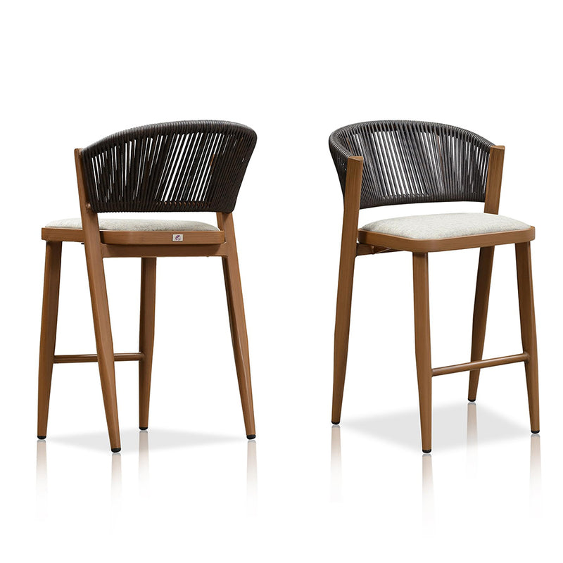 PURPLE LEAF Counter Height Bar Stool Set of 2 Outdoor Stool Chair with Footrest Patio Bar Height Stools Rattan Barstools for Outdoor or Indoor