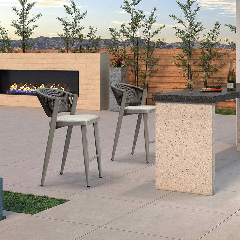 PURPLE LEAF Counter Height Bar Stool Set of 2 Outdoor Stool Chair with Footrest Patio Bar Height Stools Rattan Barstools for Outdoor or Indoor