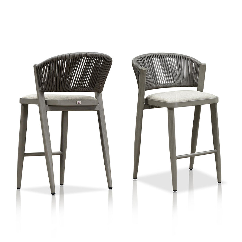 PURPLE LEAF Counter Height Bar Stool Set of 2 Outdoor Stool Chair with Footrest Patio Bar Height Stools Rattan Barstools for Outdoor or Indoor