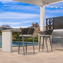 PURPLE LEAF Counter Height Bar Stool Set of 2 Outdoor Stool Chair with Footrest Patio Bar Height Stools Rattan Barstools for Outdoor or Indoor