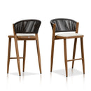 PURPLE LEAF Counter Height Bar Stool Set of 2 Outdoor Stool Chair with Footrest Patio Bar Height Stools Rattan Barstools for Outdoor or Indoor
