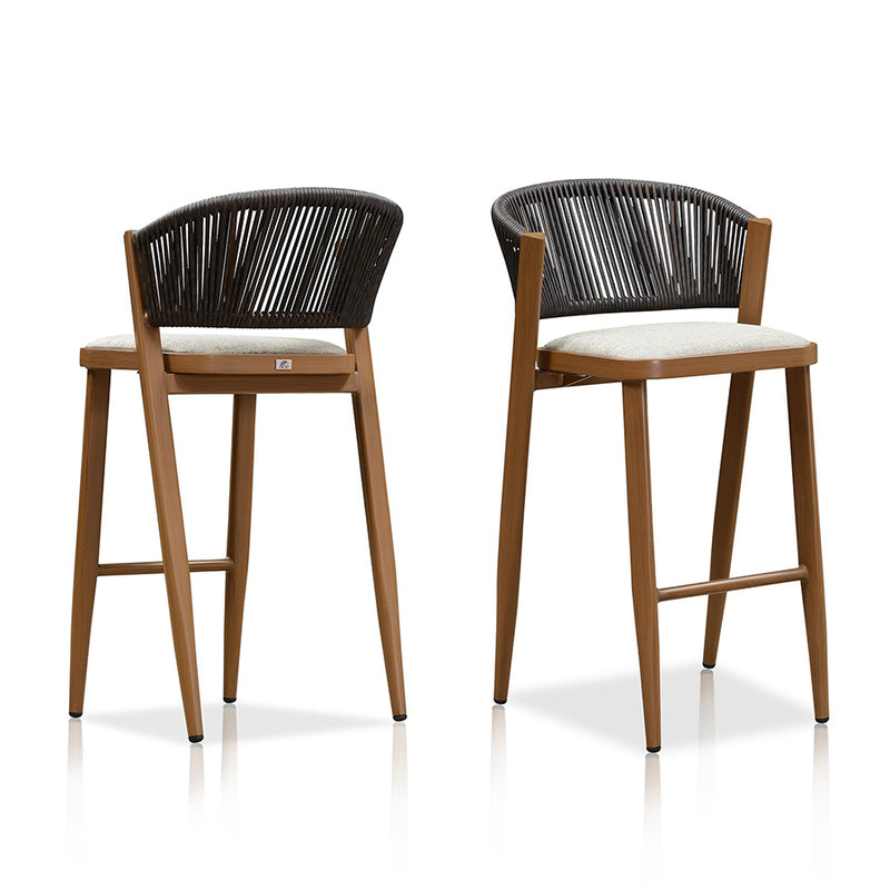 PURPLE LEAF Counter Height Bar Stool Set of 2 Outdoor Stool Chair with Footrest Patio Bar Height Stools Rattan Barstools for Outdoor or Indoor