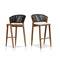 PURPLE LEAF Counter Height Bar Stool Set of 2 Outdoor Stool Chair with Footrest Patio Bar Height Stools Rattan Barstools for Outdoor or Indoor