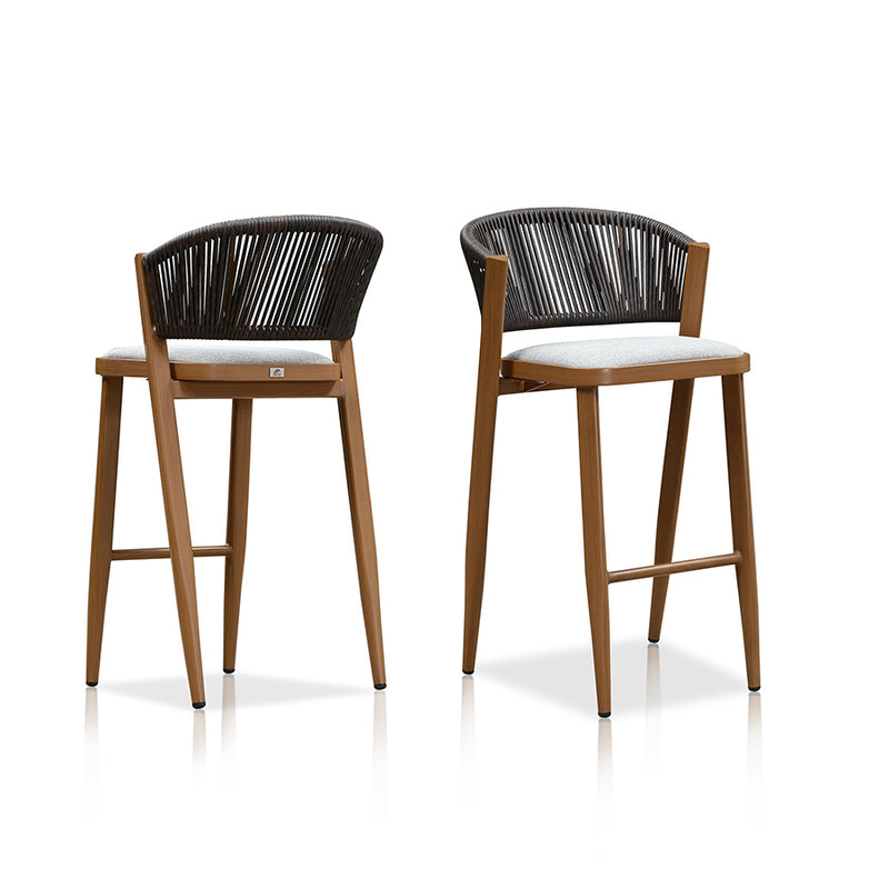PURPLE LEAF Counter Height Bar Stool Set of 2 Outdoor Stool Chair with Footrest Patio Bar Height Stools Rattan Barstools for Outdoor or Indoor