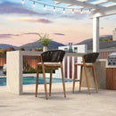 PURPLE LEAF Counter Height Bar Stool Set of 2 Outdoor Stool Chair with Footrest Patio Bar Height Stools Rattan Barstools for Outdoor or Indoor