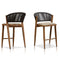 PURPLE LEAF Counter Height Bar Stool Set of 2 Outdoor Stool Chair with Footrest Patio Bar Height Stools Rattan Barstools for Outdoor or Indoor