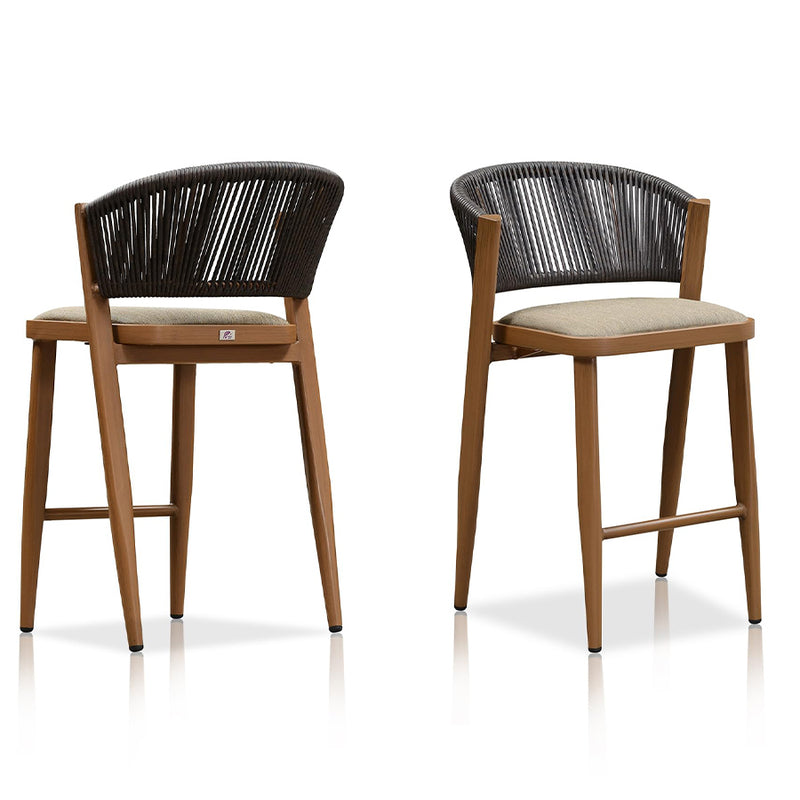 PURPLE LEAF Counter Height Bar Stool Set of 2 Outdoor Stool Chair with Footrest Patio Bar Height Stools Rattan Barstools for Outdoor or Indoor