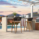 PURPLE LEAF Counter Height Bar Stool Set of 2 Outdoor Stool Chair with Footrest Patio Bar Height Stools Rattan Barstools for Outdoor or Indoor