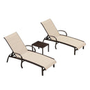 Purple Leaf American-Style Outdoor Family Chaise Lounge Chair;2 Chairs and 1 table with armrests and adjustable backrest, suitable for pools, terraces, gardens, lawns, and beaches