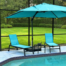 PURPLE LEAF Outdoor Textilene Chaise Lounge with Wheels for Outside Aluminum Patio Lounge Chair with 5 Adjustable Position Recliner for Patio, Beach, Yard, Pool, Side Table Included