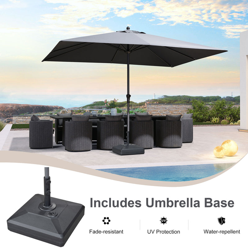 PURPLE LEAF Aluminum Patio Table Umbrella Heavy Duty Market Umbrella with Base