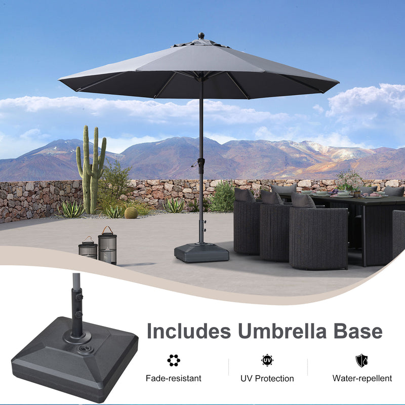 PURPLE LEAF Aluminum Patio Table Umbrella Heavy Duty Market Umbrella with Base