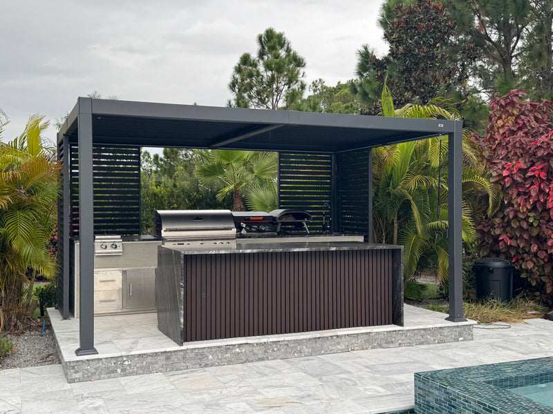 PURPLE LEAF Athena Louvered Pergola Outdoor Aluminum Pergola with Adjustable Roof for Deck Backyard Garden Hardtop Gazebo