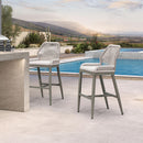 PURPLE LEAF Bar Stools Set of 4 Outdoor Aluminum Barstools with Back Modern Wicker Rattan Boho Garden Pool Patio Bar Chairs