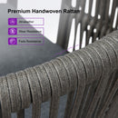 PURPLE LEAF Patio Bar Stools Set of 2 Outdoor Wicker Modern High Bar Chairs Metal Cushioned Barstools with Backs and Ergonomic Armrest