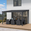 PURPLE LEAF  Outdoor Wall Mounted Hardtop Gazebo Metal Roof Patio Cover with Drainage System Outdoor Living Shelter for Backyard Lounge