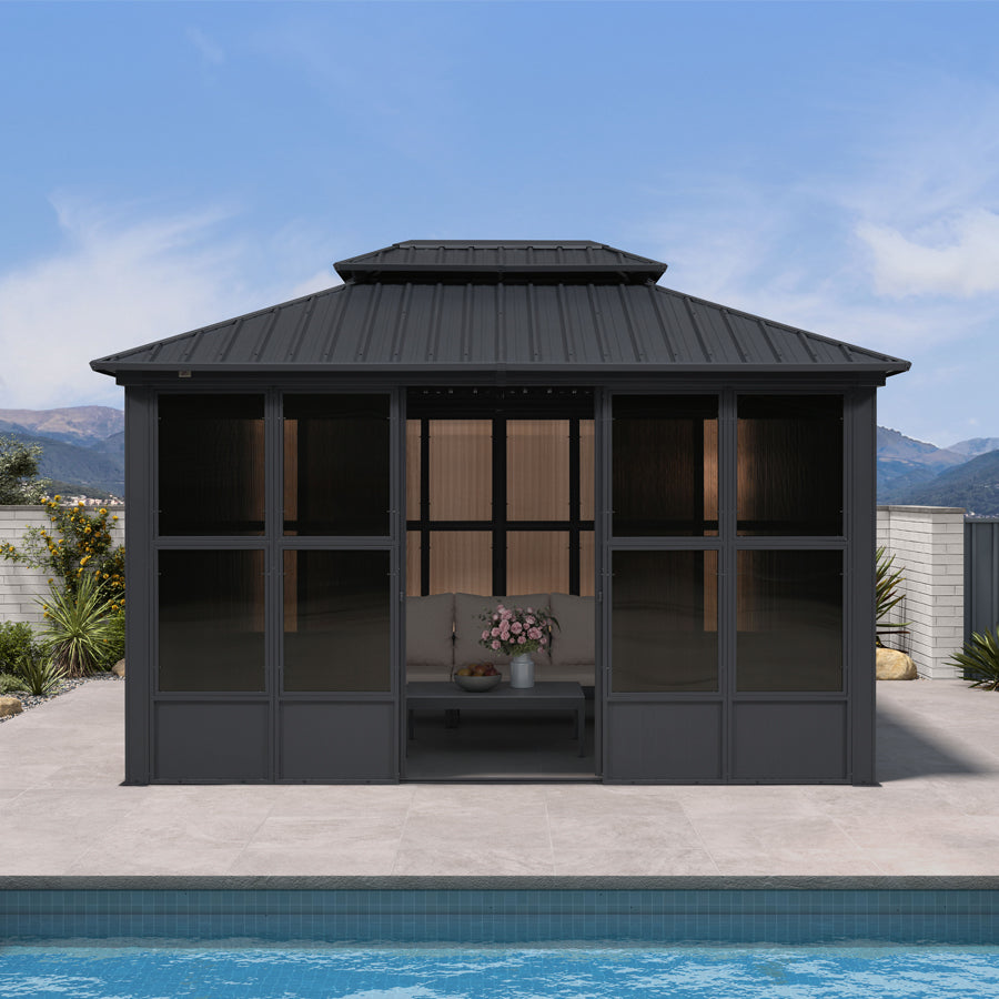 Hardtop Gazebo Solarium | Galvanized Outdoor Sunroom Hardtop Gazebo Solarium | Galvanized Outdoor Sunroom