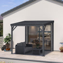 PURPLE LEAF  Outdoor Wall Mounted Hardtop Gazebo Metal Roof Patio Cover with Drainage System Outdoor Living Shelter for Backyard Lounge