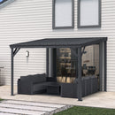 PURPLE LEAF  Outdoor Wall Mounted Hardtop Gazebo Metal Roof Patio Cover with Drainage System Outdoor Living Shelter for Backyard Lounge