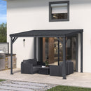PURPLE LEAF  Outdoor Wall Mounted Hardtop Gazebo Metal Roof Patio Cover with Drainage System Outdoor Living Shelter for Backyard Lounge