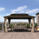 PURPLE LEAF  Outdoor Hardtop Gazebo Bronze Metal Frame Galvanized Steel Double Roof with Lights-clear