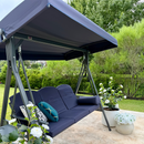 PURPLE LEAF Outdoor Porch Swing with Stand, 3-seat Swing Chair
