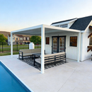 PURPLE LEAF Athena Louvered Pergola Modern White Pergola with Adjustable Roof for Deck Backyard Garden