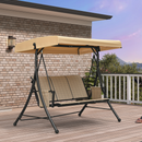 PURPLE LEAF Porch Swing with Adjustable Tilt Canopy Patio Swing with Stand and Meatl Steel Frame All-Weather Outdoor Swing Chair Seat Space-Saving for Backyard Garden Deck