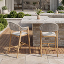 PURPLE LEAF Outdoor Bar Stool Counter Stools Rattan Bar Chair with Back Aluminum Modern Barstools for Patio Garden Kitchen