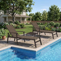 PURPLE LEAF Outdoor Chaise Lounge Chair Patio Pool Lounger Aluminum Chairs with Side Table and Wheels Adjustable Tanning Recliner with Armrests for Outside Backyard Deck Beach