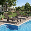 PURPLE LEAF Outdoor Chaise Lounge Chair Patio Pool Lounger Aluminum Chairs with Side Table and Wheels Adjustable Tanning Recliner with Armrests for Outside Backyard Deck Beach