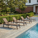 PURPLE LEAF Outdoor Chaise Lounge Chair Patio Pool Lounger Aluminum Chairs with Side Table and Wheels Adjustable Tanning Recliner with Armrests for Outside Backyard Deck Beach