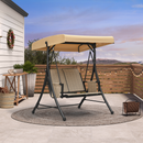 PURPLE LEAF Porch Swing with Adjustable Tilt Canopy Patio Swing with Stand and Meatl Steel Frame All-Weather Outdoor Swing Chair Seat Space-Saving for Backyard Garden Deck