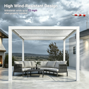 PURPLE LEAF Athena Louvered Pergola Modern White Pergola with Adjustable Roof for Deck Backyard Garden