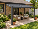 PURPLE LEAF Caesar Lean to Louvered Pergola, Slanted Roof Aluminum Patio Pergola with Adjustable Louvers and Hidden Drainage, Heavy-Duty Gazebo with a Wall Mounted Look for Patios,Backyards Decks,Gray