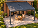 PURPLE LEAF Caesar Lean to Louvered Pergola, Slanted Roof Aluminum Patio Pergola with Adjustable Louvers and Hidden Drainage, Heavy-Duty Gazebo with a Wall Mounted Look for Patios,Backyards Decks,Gray