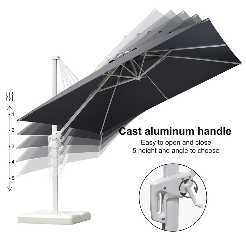 PURPLE LEAF Outdoor Patio Umbrella with Base, Best White Cantilever Umbrellas