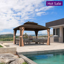 PURPLE LEAF Outdoor Hardtop Gazebo for Garden Bronze Double Roof Aluminum Frame Pavilion