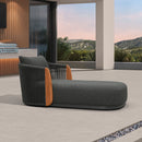 PURPLE LEAF Hailar Olefin Patio Chaise Lounge Chair , Upholstered Pool Lounge Chairs for Outdoor with Teak Armresfor Deck, Pool, Lawn, Garden, Courtyard, Porch, Khaki