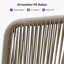 PURPLE LEAF Outdoor Bar stools Stools Set of 2 Rattan Bar Chairs with Embedded Cushions and  Back for Outdoor or Indoor