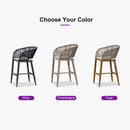 PURPLE LEAF Outdoor Bar stools Stools Set of 2 Rattan Bar Chairs with Embedded Cushions and  Back for Outdoor or Indoor