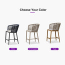 PURPLE LEAF Outdoor Bar stools Stools Set of 2 Rattan Bar Chairs with Embedded Cushions and  Back for Outdoor or Indoor