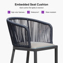 PURPLE LEAF Outdoor Bar stools Stools Set of 2 Rattan Bar Chairs with Embedded Cushions and  Back for Outdoor or Indoor